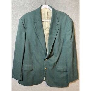 STAFFORD Men's Green Two-Button Blazer Sport Coat Gold Tone Buttons Regular Fit